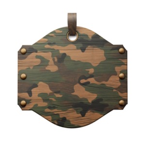 Hanging Camo Army Sign PowerPoint clipart graphic preview.