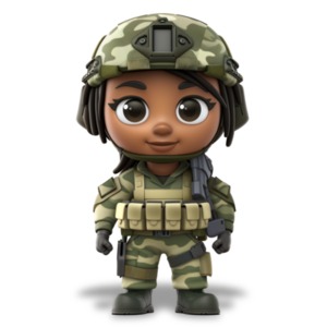 Camouflaged Soldier PowerPoint clipart graphic preview.