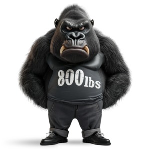 800 lbs. Gorilla Idiom PowerPoint clipart graphic preview.
