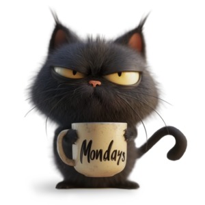 Grumpy Cat Monday Coffee PowerPoint clipart graphic preview.