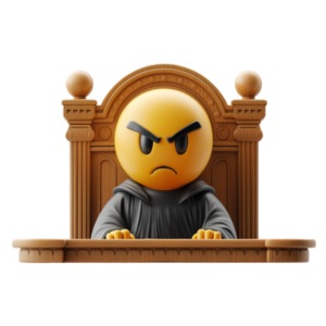 Disapproving Judge Emoji PowerPoint clipart graphic preview.