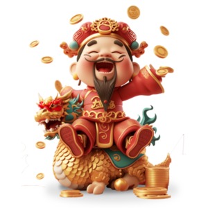 Chinese God of Wealth PowerPoint clipart graphic preview.