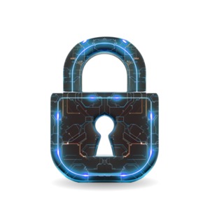 Digital Cyber Security Lock PowerPoint clipart graphic preview.