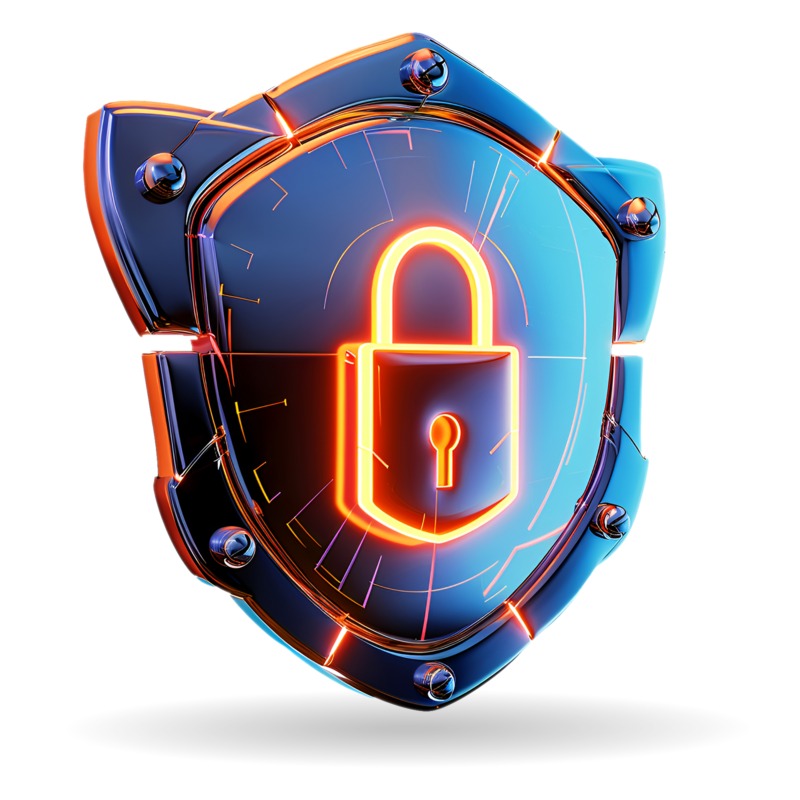 High-resolution clipart illustration of Cyber Security Shield Clipart, designed for corporate facility safety compliance, residential property access control, and physical security asset management.
