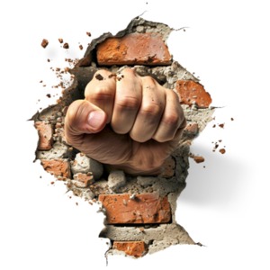Fist Through a Wall  Image PowerPoint clipart graphic preview.