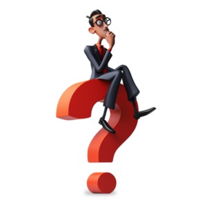 Pondering a Big Question PowerPoint clipart graphic preview.