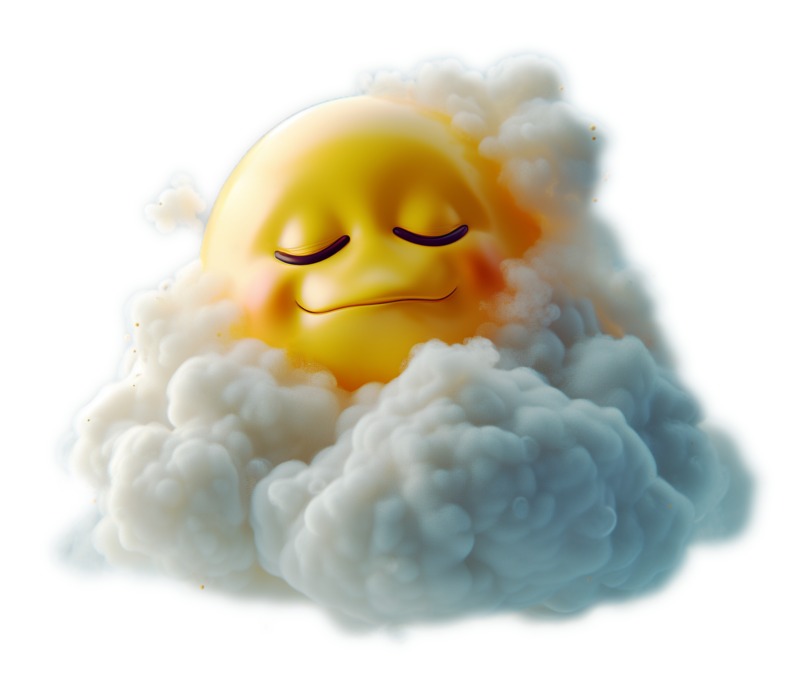 High-resolution clipart illustration of A Relaxing Sun and Clouds Emoji Clipart, designed for creative multimedia presentations, dynamic visual storytelling, and professional content design.