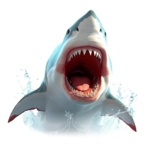 Great White Shark Attack PowerPoint clipart graphic preview.