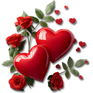 Hearts and Roses PowerPoint clipart graphic preview.