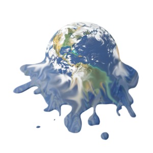 Melting Earth PowerPoint clipart graphic preview.