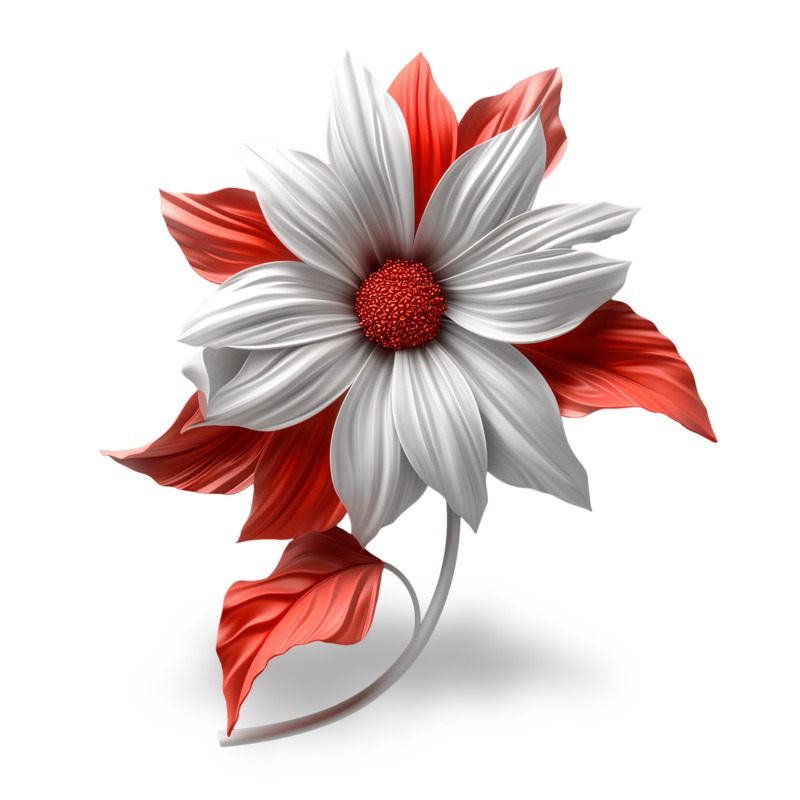 High-resolution clipart illustration of Red and White Flower Clipart, designed for creative multimedia presentations, dynamic visual storytelling, and professional content design.