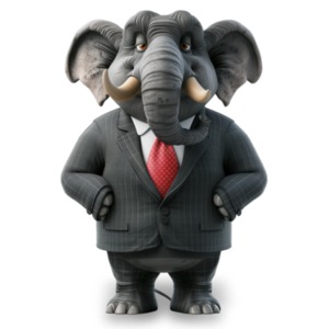 Elephant Business Character PowerPoint clipart graphic preview.