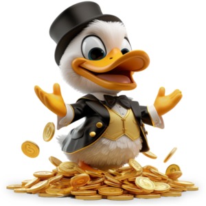 Rich Lucky Duck PowerPoint clipart graphic preview.