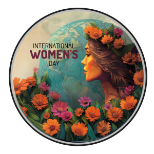 International Women's Day Logo Customizable PowerPoint clipart graphic preview.