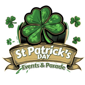 St Patrick's Day Shamrock Banner Customizable PowerPoint clipart graphic preview.