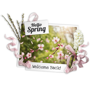 Hello Spring  Design Customizable PowerPoint clipart graphic preview.