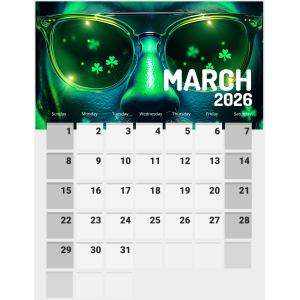 March Calendar Design Customizable PowerPoint clipart graphic preview.