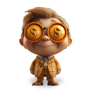 Man with Money Glasses PowerPoint clipart graphic preview.