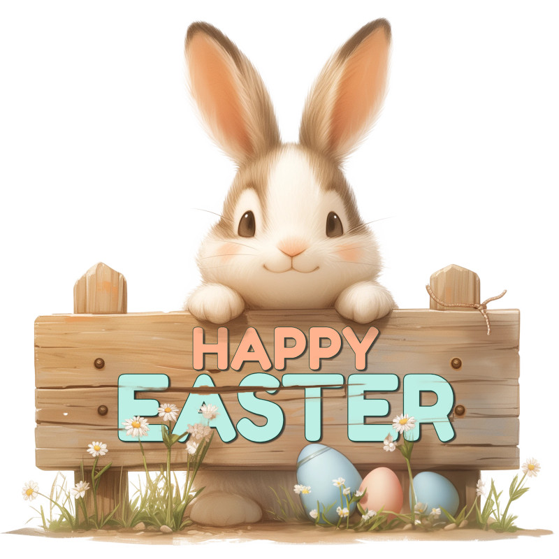 High-resolution customizable clipart of Happy Bunny Easter, designed for seasonal marketing campaigns, corporate event presentations, and holiday promotions.