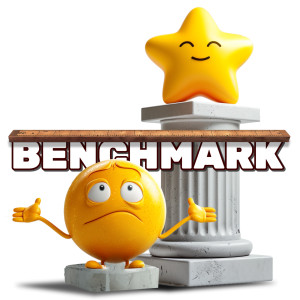 Exceed the Benchmark Customizable PowerPoint clipart graphic preview.