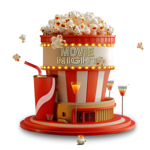 Movie Night Theater Customizable PowerPoint clipart graphic preview.