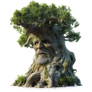 Tree with Face PowerPoint clipart graphic preview.