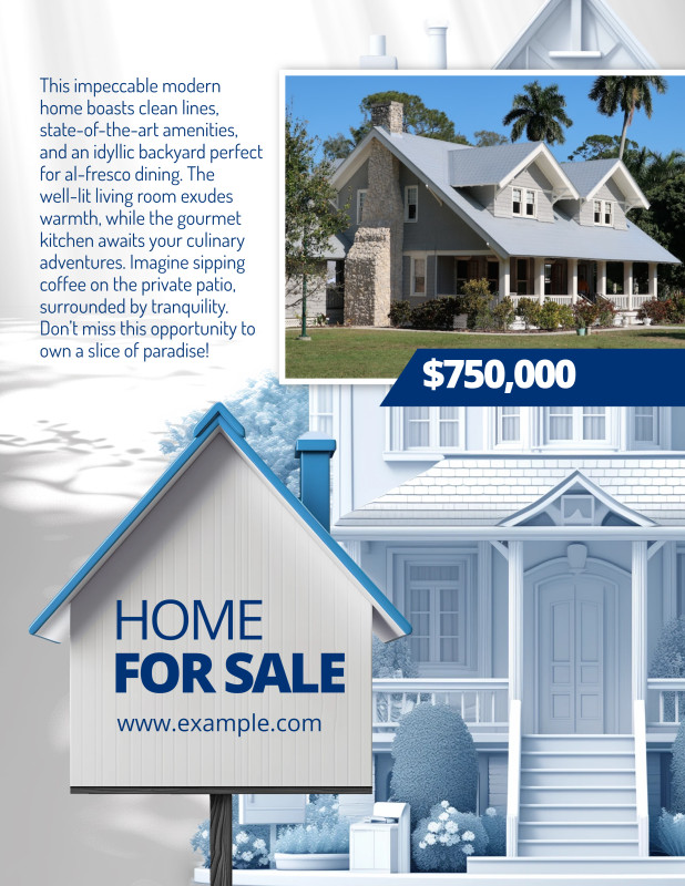 High-resolution customizable clipart of Real Estate Flyer, designed for creative multimedia presentations, dynamic visual storytelling, and professional content design.