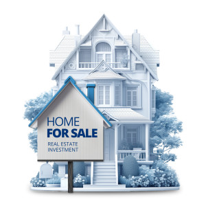 Home Sale Sign Customizable PowerPoint clipart graphic preview.