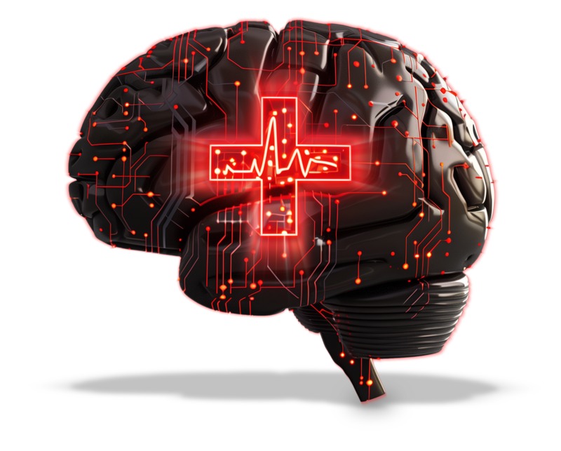 High-resolution clipart illustration of Ai Healthcare Brain Clipart, designed for digital transformation strategies, enterprise software training, and advanced information technology frameworks.