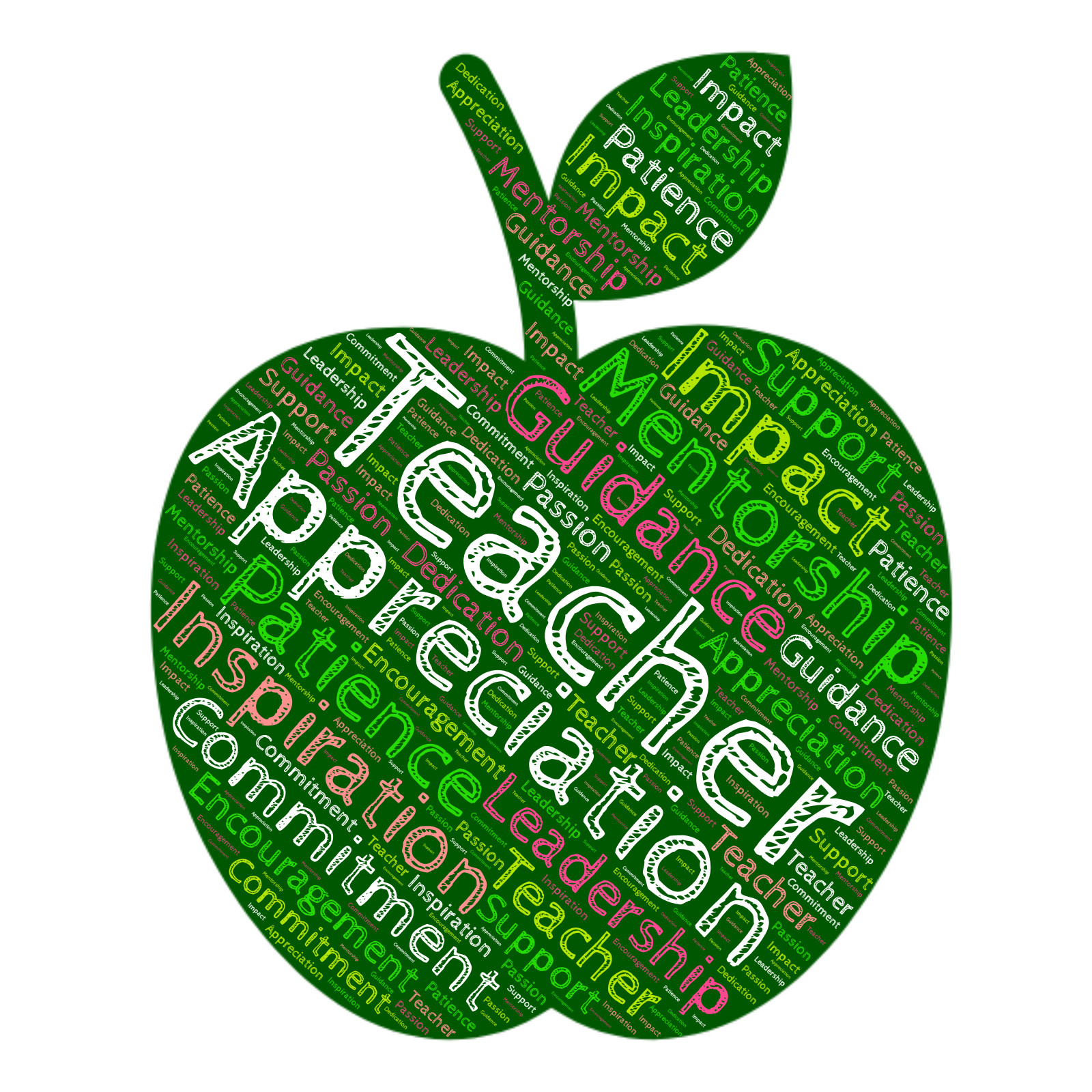 High-resolution customizable clipart of Teacher Appreciation Wordcloud, designed for academic lesson planning, classroom engagement, and interactive learning frameworks.