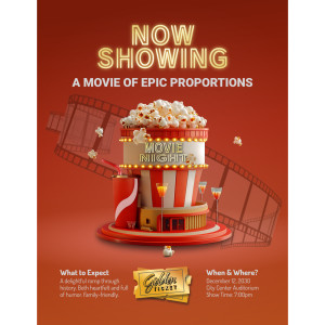 Movie Night Poster Template Customizable PowerPoint clipart graphic preview.