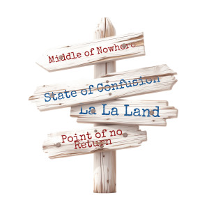 Wooden Way Finding Sign Customizable PowerPoint clipart graphic preview.