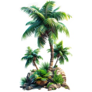 Tropical Palm Trees PowerPoint clipart graphic preview.
