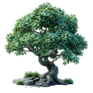 Vibrant Bonsai Tree PowerPoint clipart graphic preview.