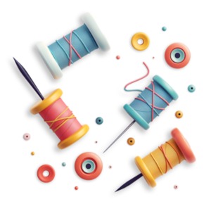 Vibrant Sewing Notations PowerPoint clipart graphic preview.