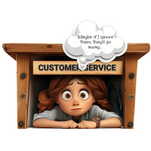 Customer Service Desk Customizable PowerPoint clipart graphic preview.