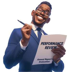 Writing a Performance Review Customizable PowerPoint clipart graphic preview.