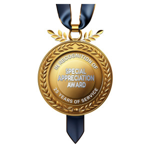 Appreciation Award Metal Customizable PowerPoint clipart graphic preview.