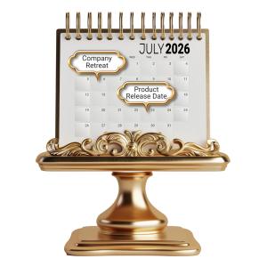 Golden Calendar Stand Customizable PowerPoint clipart graphic preview.
