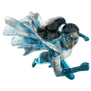 Heroic Superhero Flying PowerPoint clipart graphic preview.