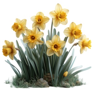 Group of Daffodils PowerPoint clipart graphic preview.