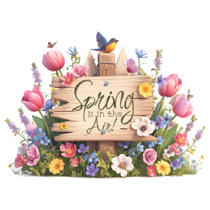 Spring Sign Customizable PowerPoint clipart graphic preview.