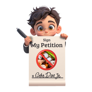 Kid Holding a Petition Customizable PowerPoint clipart graphic preview.