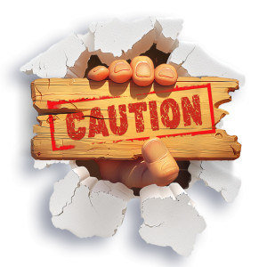 Breakthrough Caution Sign Customizable PowerPoint clipart graphic preview.