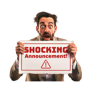 Shocking Announcement Sign Customizable PowerPoint clipart graphic preview.