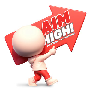 Aim High Arrow Figure Customizable PowerPoint clipart graphic preview.