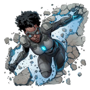 Superhero Breakthrough PowerPoint clipart graphic preview.