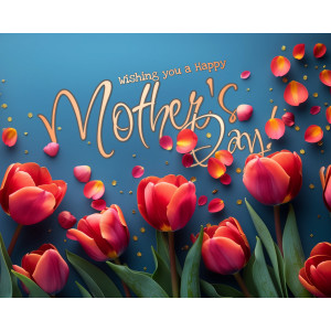 Mothers Day Tulips Customizable PowerPoint clipart graphic preview.