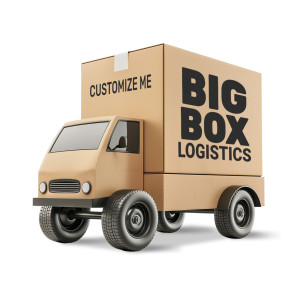 big box delivery truck Customizable PowerPoint clipart graphic preview.