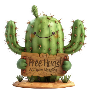 Cactus With Sign Customizable PowerPoint clipart graphic preview.